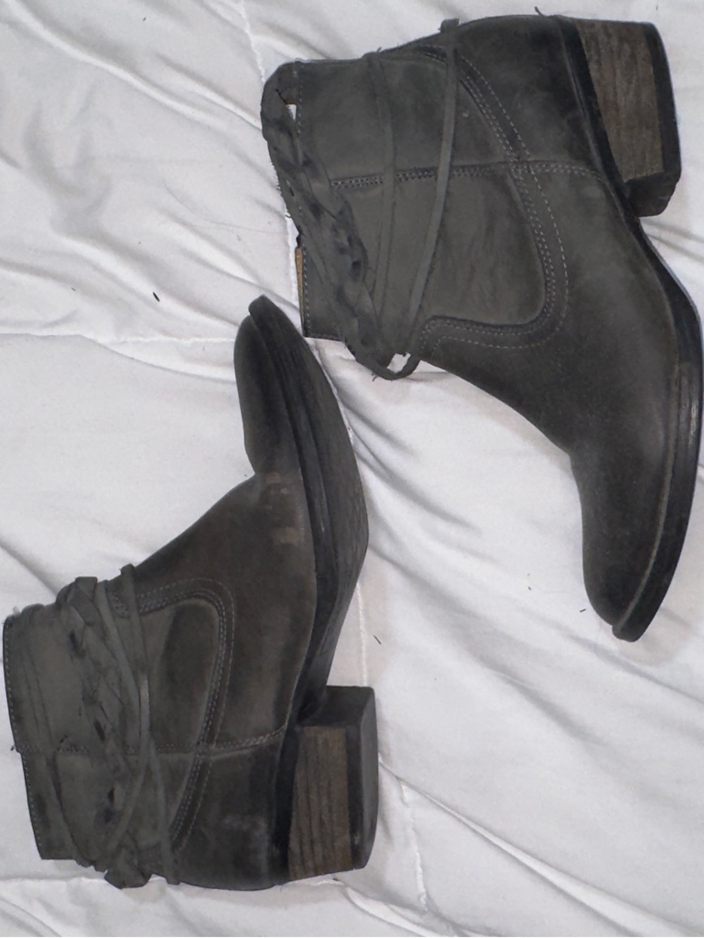 Circle G leather grey ankle Boots w/Braided Wrap straps  size 9 - Picture 11 of 15